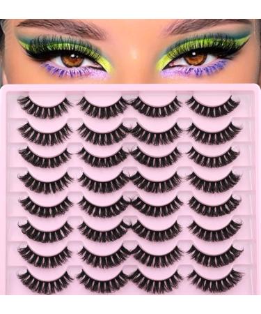 Russian Strip Lashes D Curl Cat Eye | Natural Wispy Fake Lashes Pack - 16 Pairs D2 - Buy Online on GoSupps.com