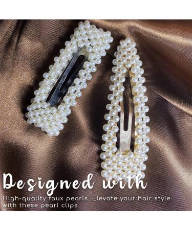 Glamza Pearl Hair Clips - Set of 3 Elegant and Stylish Barrettes for All Occasions - 8cm - Buy Online on GoSupps.com