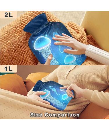 NAANLE Glowing Seepferdchen Hot Water Bottle - 2L Transparent Heat Bag for Pain Relief & Cold Therapy | Ideal for Hands & Feet - Buy Online on GoSupps.com