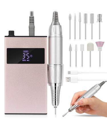 Professional Nail Drill with Rechargeable  Portable  35000RPM  Electric Nail Drill Set with 11 Nail Drill Bits for Gel Nails  Manicure Pedicure  Polishing Shape  Nail Salon  Nail Tech  Home DIY