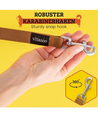 Vitazoo Brown Dog Leash 2m x 2.5cm - Adjustable Solid & Durable for Large Dogs - Double Line Design - Buy Online on GoSupps.com