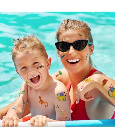 Dinosaur Temporary Tattoo Stickers - Mini Dino Designs for Birthday Parties - 12 Sheets, 98 Pcs - Kids and Adults - Buy Online on GoSupps.com