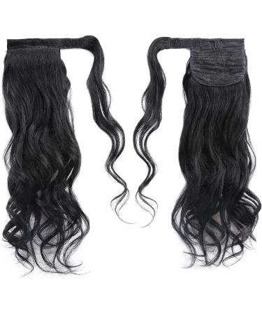 Ponytail Hair Piece Hair Extension 18inch 100% Real Remy Human Hair - Wrap Around Clip in Ponytail Curly Wavy Pony Tails Jet Black 18 Inch Curly Jet Black - Buy Online on GoSupps.com