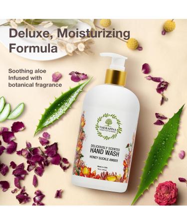 Luxury Vegan Aromatherapy Liquid Hand Soap | Moisturizing Aloe Vera & Honeysuckle Amber Scent | 16 Oz for Kitchen & Bathroom - Buy Online on GoSupps.com