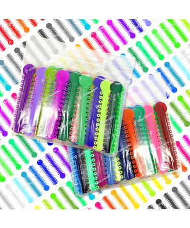 2080 Ligature Ties for Braces - Multicolor Dental Orthodontic Ligature Ties for Brackets - Elastic O-Ring Rubber Bands (2 Bags of 1040) multicolour