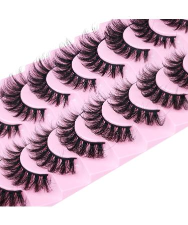 Natural Look 18MM Cat Eye Faux Mink Lashes by Goddvenus - Light, Fluffy, Wispy, Curly, 3D Volume D Curl Fake Lashes for Extension-like Pestanas Postizas Naturales - G-Fluffy Pack - Buy Online on GoSupps.com