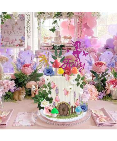 32PCS Fairy Cake Toppers Fairy Cake Decoration Pink Mushroom House Cake Decoration Butterfly Cake Decoration Fairy Garden Topper Fairy Party Supplies Favors for Fairy Birthday Party Baby Shower - Buy Online on GoSupps.com