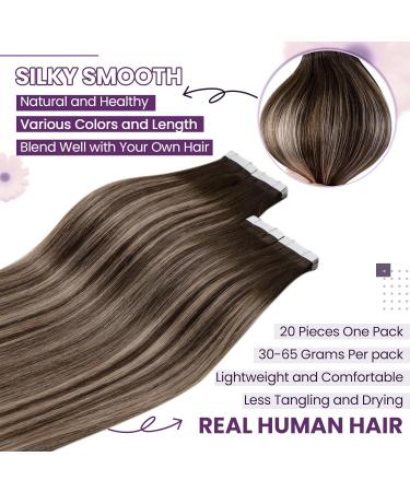 Buy Laavoo Invisible Tape Extensions - Real Hair Balayage Brown Ombre #4/18/4 Seamless 30g 20pcs - Buy Online on GoSupps.com