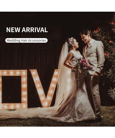 Flower Bridal Hair Accessories Bride girl Hand Knitting Wedding Hair Accessories Pearl headband for Weddings Banquets and Parties (Silver Leaf) - Buy Online on GoSupps.com