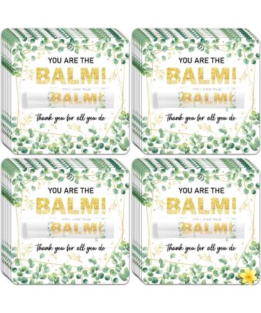30 Pack Christmas Appreciation Lip Balm Gifts Bulk Thank You Party Favors for Employee Staff Coworker Teacher Friend Volunteer Women Men Winter Gift Eucalyptus leaf You Are the Balm