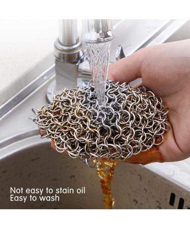 Cast Iron Cleaner Ring - Stainless Steel Scrubber & Grill Scrub for Dutch Ovens & Frying Pans | Effective Chain Network Cleaning Tool - Buy Online on GoSupps.com
