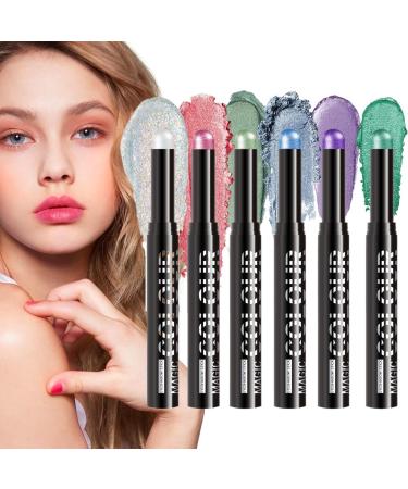 Creamy Eyeshadow Stick Highlighter Eyeshadow Set of 6 Durable and Waterproof for Travel Birthday Daily Use Cosmetics Women and Girls