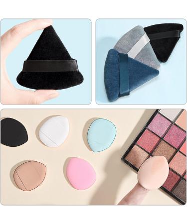HEYMKGO 4 Triangle Powder Puff & 2 Mini Makeup Sponge Pads - Velvet Set for Face and Eyes, Reusable Wet/Dry Foundation Applicator, Blue - Buy Online on GoSupps.com