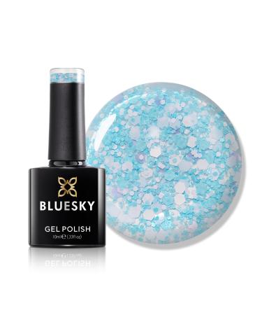 Bluesky Gel Nail Polish 10ml Glitter Neon 02 Pale Blue Glitter Gel Nail Polish for 21 Day Manicure Professional Salon & Home Use Requires Curing Under LED UV Nail Lamp