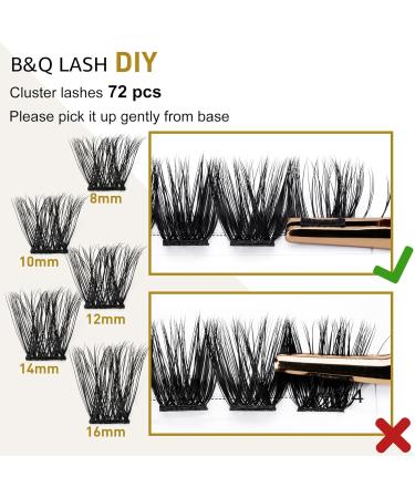 D-14mm Cluster Lashes Mega Volume DIY Eyelash Extensions - 72 Clusters C D Curl Soft Fluffy Individual Lash Clusters - B&Q Lash Clusters for Stunning Results - Buy Online on GoSupps.com