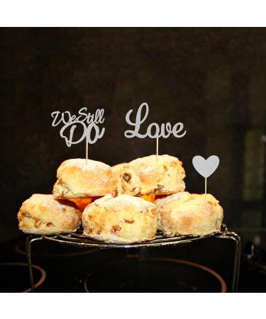 Arthsdite 24Pcs We Still Do Cupcake Toppers Glitter Love Heart Marriage Anniversary Cupcake Picks Bridal Shower Wedding Engagement Birthday Cake Decorations Supplies - Silver Glitter Silver Cupcake Toppers - Buy Online on GoSupps.com