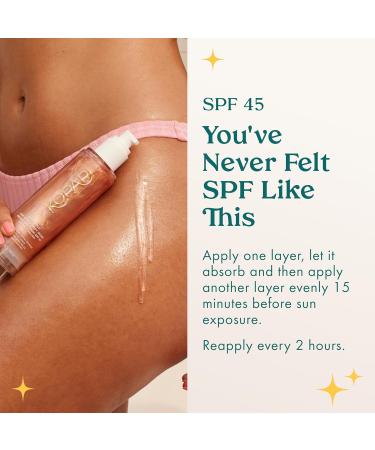 Kopari Sun Shield Body Glow Broad Spectrum SPF 45 Lightweight Shimmering Gel Texture Absorbs Quickly Non Sticky Glowing Results Rose Gold 5 oz - Buy Online on GoSupps.com