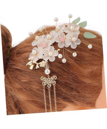 minkissy 2 Pairs Costume pearl hair clip hair accessories headpiece for bride China emerald tassel clip Mosaic vintage long tassels bride Hanfu floral hair clip pearl headgear - Buy Online on GoSupps.com