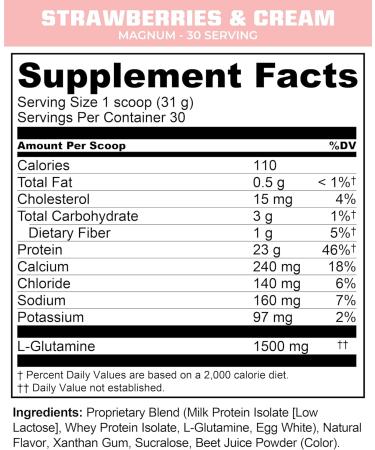 MTN OPS Magnum Strawberry Protein Powder - 23g Whey Isolate & Milk Protein with BCAAs | Zero Sugar Gluten Free | Delicious Strawberries & Cream Flavor | 30 Servings - Buy Online on GoSupps.com