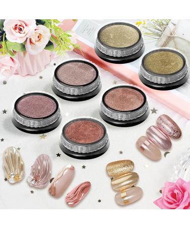 6 Colors Gold Chrome Nail Powder - Metallic Effect Chrome Pigments for Stunning Nail Art - Ros gold & Champagne Gold Options Available - Buy Online on GoSupps.com
