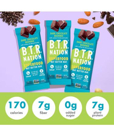 B.T.R Nation Keto Superfood Protein Bars Plant Based Vegan - Brownie RECHARGE | 12 Bars | Low Carb and Gluten Free Free of Sugar Alcohols and Boosted with Powerful Superfoods Dark Chocolate Brownie RECHARGE 12 Pack - Buy Online on GoSupps.com