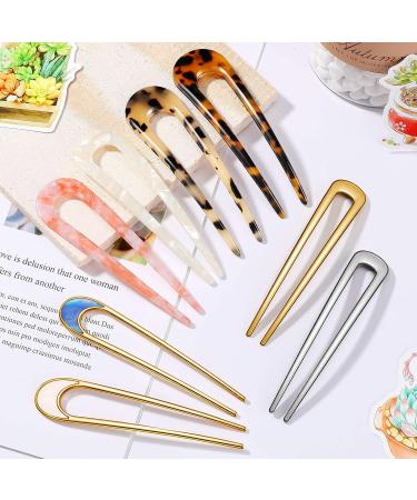 8 Pieces U-Shaped Vintage Hairpin Set | Cherry Red & White Tortoise Shell Hair Clips for Women - Buy Online on GoSupps.com