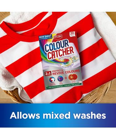 Colour Catcher Premium 2in1 Protect & Revive Laundry Sheets Prevents Colour Run Accidents and Revives Colours - 20 Sheets Unscented 1 count (Pack of 20) - Buy Online on GoSupps.com