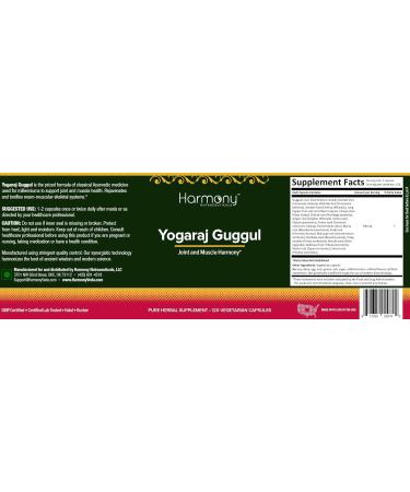 Buy Harmony Nutraceuticals Yogaraj Guggulu - Organic 120 Capsules | Ayurvedic Herbs for Muscle Nerve & Joint Pain Relief - International Shipping Available - Buy Online on GoSupps.com