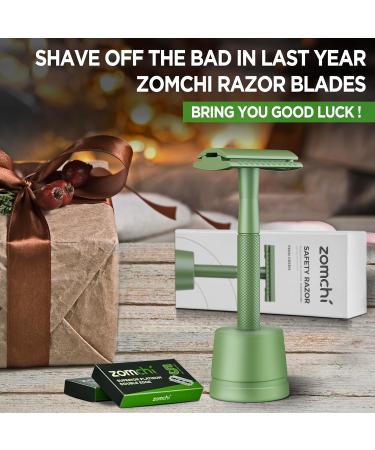 Zomchi Women's Security Razor - Metal Double-Blade with 10 Blades & Shaving Stand | Perfect for All Double-Blade Shaving | Stylish Green - Buy Online on GoSupps.com