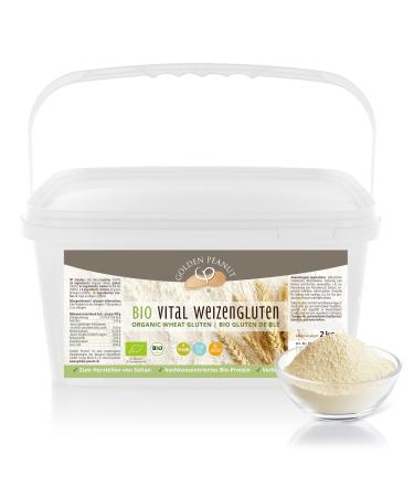 Golden Peanut Vital wheat gluten organic 2 kg - natural thickener vegan wheat protein seitan cornstarch for baking and cooking 2 kg (1 Pack)