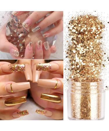 Flofia 12 Box Holographic Nail Glitter Powder - Makeup Face Eyes Body Nail Art & Decoration in Gold & Brown - Buy Online on GoSupps.com