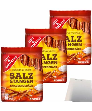 Good&Cheap Salt Sticks Snacks Crispy & Crunchy with Sea Salt 3 Pack (3x250g Pack) + usy Block