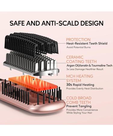 Terviiiix Hair Smoothing Brush - Negative-Ion Ceramic Glazing Brush for All Hair Types | Dual Voltage | 16 Temp Settings | Auto-Off Technology - Buy Online on GoSupps.com