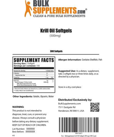 Krill Oil Softgels - Omega 3 Joint Supplements for Women & Men - 300 Count - Buy Online on GoSupps.com