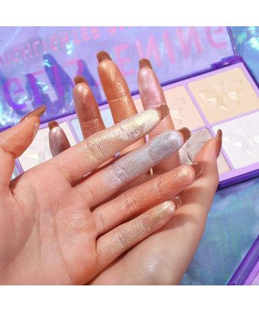 UCANBE Glistening Highlighter Makeup Palette - 8 Color Triple Baked Intensely Pigmented Powder for Luxurious Silky Shimmer Illuminating Glow - Buy Online on GoSupps.com