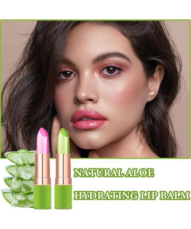2 PCS Aloe Vera Color Changing Lipstick Set - Long Lasting & Waterproof Lip Tint Gloss for Women - Buy Online on GoSupps.com