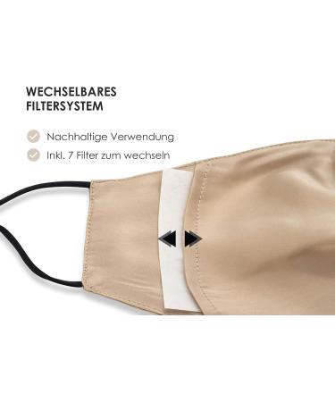 Silkist Unisex 100% Silk Mouth Protection Mask - Reusable 3-Layer Breathable & Skin-Friendly with Adjustable Ear Loops & Nose Bracket - Cooling Summer Beige - Buy Online on GoSupps.com