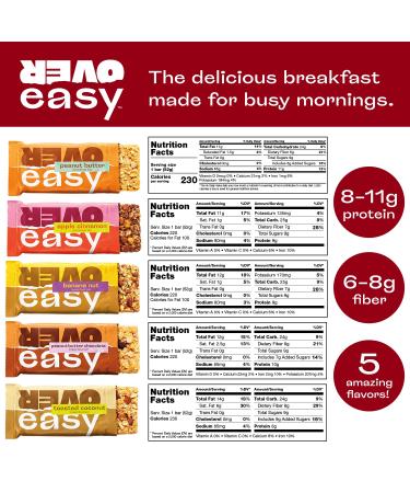 OVER EASY Breakfast Bars - All Natural  Clean Ingredient Protein Bars - Breakfast & Cereal Bars - 12 Protein Snack Bars in 5 Flavors - Gluten Free  Dairy Free  Soy Free - Buy Online on GoSupps.com