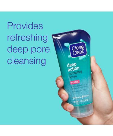 Clean & Clear Deep Action Oil-Free Exfoliating Facial Scrub - Deep Pore Cleansing Cooling Face Wash with Natural Beads 5 oz - Refreshing Daily Face Scrubber for All Skin Types - Buy Online on GoSupps.com
