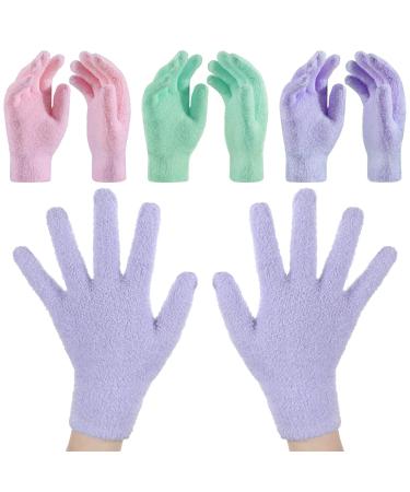 3 Pairs Moisturizing Gloves Aloe Spa Hand Moisture Glove Infused Hydrating Cracked Hand Moisturizer Gloves for Dry Hands Overnight Chapped Skin (Cute Color)