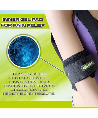 Senteq Tennis Elbow Brace for Men and Women - Neoprene Forearm Pain Relief Strap for Tendonitis & Golfers - Black - Buy Online on GoSupps.com