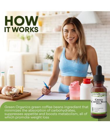 Green Organics Green Coffee Bean Liquid Extract - 2 Fl Oz | Weight Loss Supplements | Suppresses Appetite, Boosts Metabolism | 100% Natural | No Preservatives or Additives - Buy Online on GoSupps.com