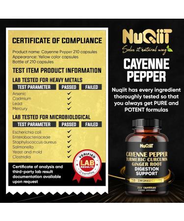 Cayenne Pepper Supplement with Turmeric Curcumin Root Ginger Root Ceylon Cinnamon Bark & More - Immune System Joint Health & Digestive Health Support - 210 Capsules - Buy Online on GoSupps.com