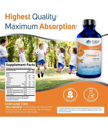 Trace Minerals Children's Liquid Omega-3 - Brain, Cognitive & Visual Development Support | Immunity & Heart Health | 8 Fl Oz - Buy Online on GoSupps.com