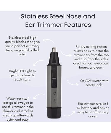 ToiletTree Water Resistant Stainless Steel Nose & Ear Trimmer with LED Light - Buy Online on GoSupps.com
