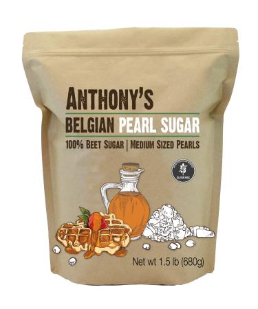 Anthony's Belgian Pearl Sugar, 1.5 lb, Batch Tested and Verified Gluten Free, Medium Sized Pearls 1.5 Pound (Pack of 1)