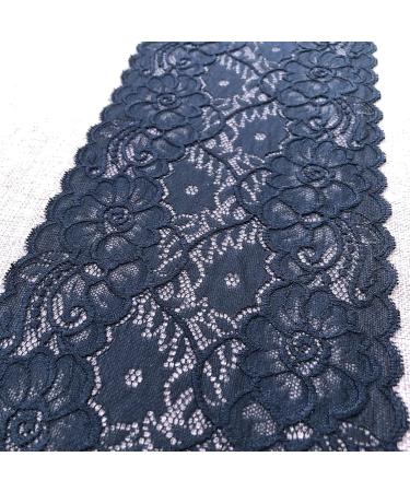 LaceRealm 7 Inch Wide Floral Stretchy Lace Elastic Trim Fabric - 5 Yard (Black) | Garment & DIY Craft Supply - Buy Online on GoSupps.com