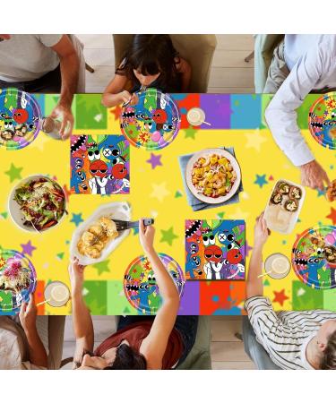 107 PCS Birthday Tableware Set Rainbow Friends Theme Cartoon Plates and Napkins for Party Colorful Balloons Birthday Party Disposable Tableware Set for 24 Guests - Buy Online on GoSupps.com
