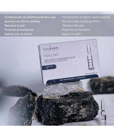Valquer Laboratorios Peeling Facial Ampoules. Facial Serum. Night scrub and repair. All skin types. With glycolic acid and Aha. Facial Scrub - 5 Units X 2 Ml  - Buy Online on GoSupps.com