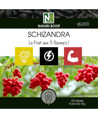 NAKURU | Schizandra | Boost Range | Made in France | Fruit with 5 Flavors! | (120 Capsules of 325mg / Net Weight: 39g) - Buy Online on GoSupps.com
